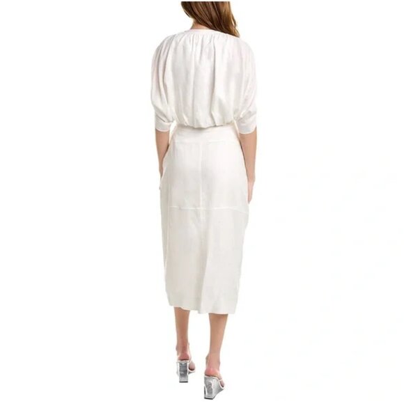 SIMKHAI | Inara Linen Midi Dress In White - Picture 3 of 11